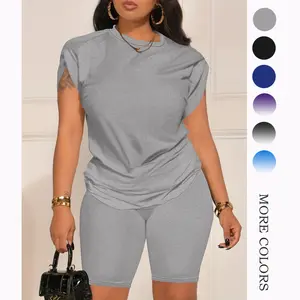Women 2 Piece Outfits Summer Short Sleeve Tshirt Top and Bodycon Shorts Sets Sweatsuits Tracksuits