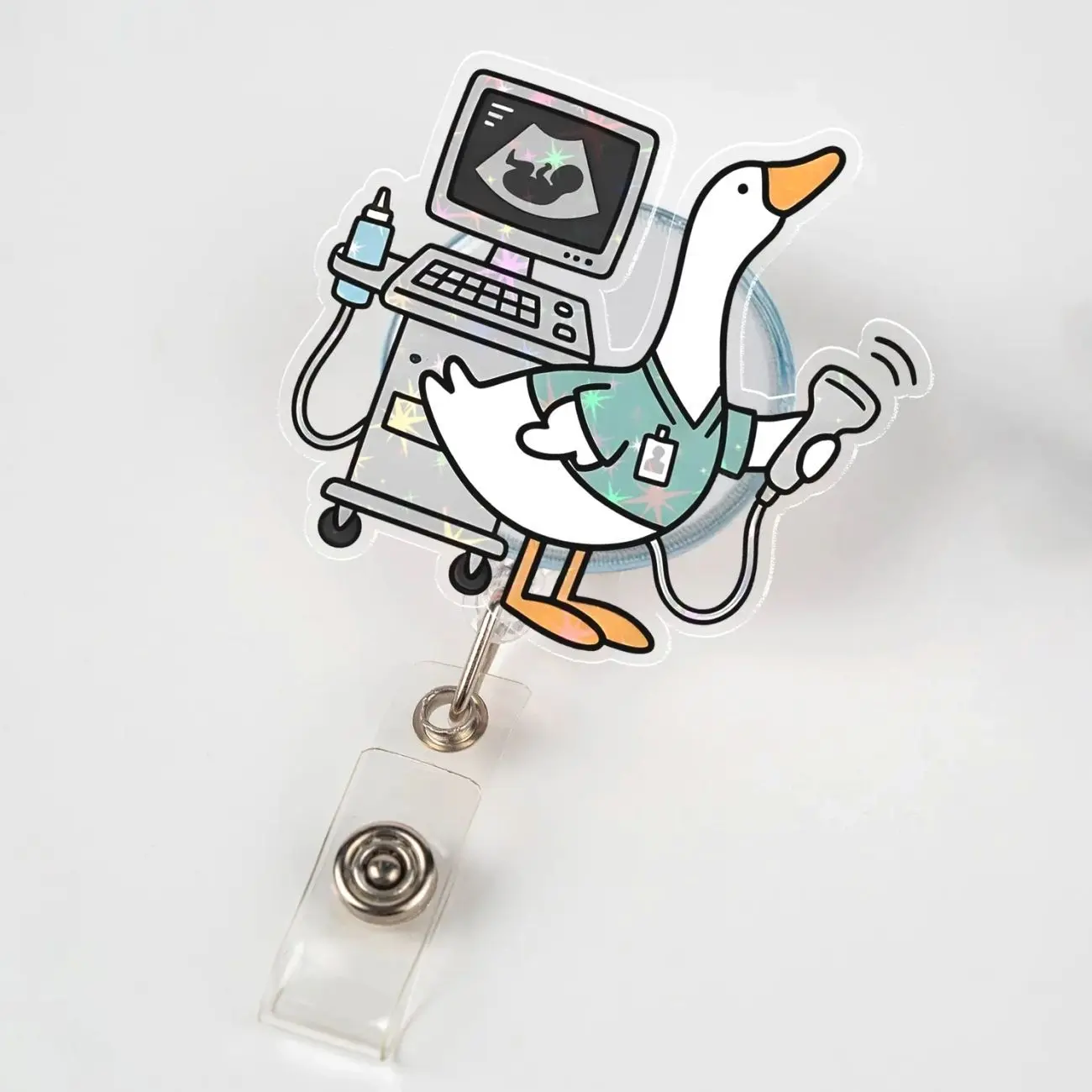 Ultrasound Tech Silly Goose Badge Reel, Sonographer Gift