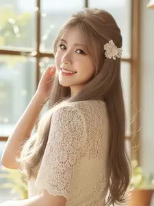 Light Synthetic Wig, High Temperature Fiber, Free Parting & Natural Hairline, 150% Density, Unisex Long Wigs