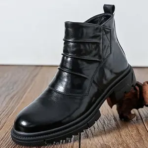 Men’s casual lace-up ankle boots/short boots, Derby boots, side zipper casual boots, thick-soled non-slip men’s boots