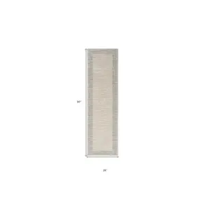 8' Gray And Ivory Striped Runner Rug