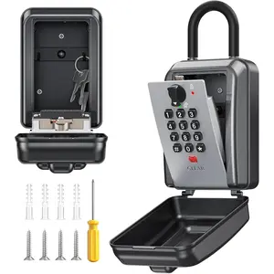 Key Lock Box,12 Digit Combination LockBox for ,Resttable Code,Large Capacity & Weatherproof Outdoor, a key outside,Wall Mount,Spare Key Wall Safe Storage for Warehouse,,Office,Garage