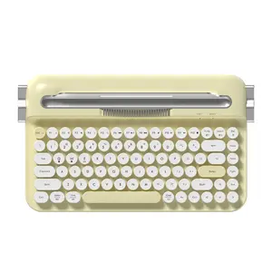 AJAZZ AF84 Wireless membrane keyboard Dual Mode 2.4G Bluetooth Retro Punk Typewriter ABS Material Office membrane keyboard AAA Battery Powered Computer Office Typewriter Tablet Stand Connection Female Gift Self provided AAA batteries*2