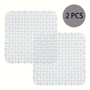 2-Piece PVC Sink Mats, 11 x 11 Inch, PVC, Plastic Liner, Plastic Cover, with Decorative Design, for Cutting and Protecting the Sink