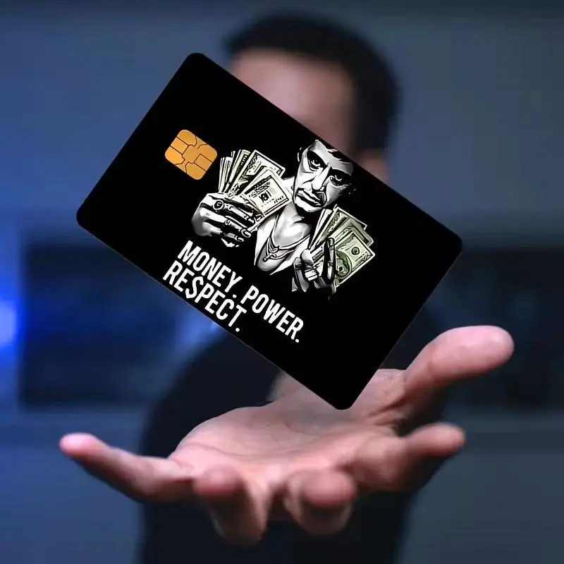 Money Power Respect Credit Card Skin 2D Flat Printed Scarface Debit Card Sticker Waterproof Removable Bank Card Cover Gift for Men