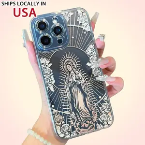 [Copyright] Virgin Mary Pattern Phone Case, Protective Clear Soft TPU Shockproof Protection Cover for iPhone 16 Pro Max case 11 12 13 14 15