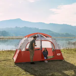 CAMPROS CP Tent-6-Person-Camping-Tents, Waterproof Windproof Family Tent with Top Rainfly, 4 Large Mesh Windows, Double Layer, Easy Set Up, Portable with Carry Bag