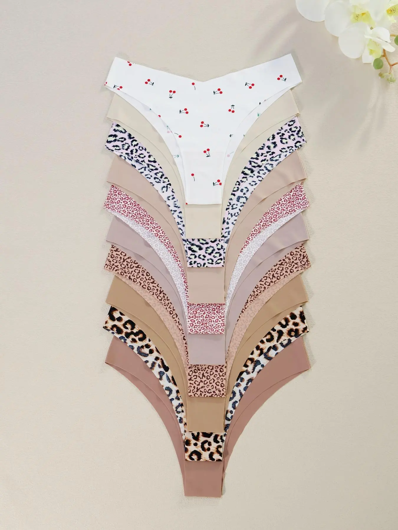 Women's Leopard Print Underwear Set, 10-Piece Fitted Design, Natural Waist Comfortable Breathable Fabric, All Season Casual Style, Fashion Breathable Underwear, Soft Breathable Panties, Leopard Print Knicker, Fashion Comfy Underwear, Natural Waist Panty
