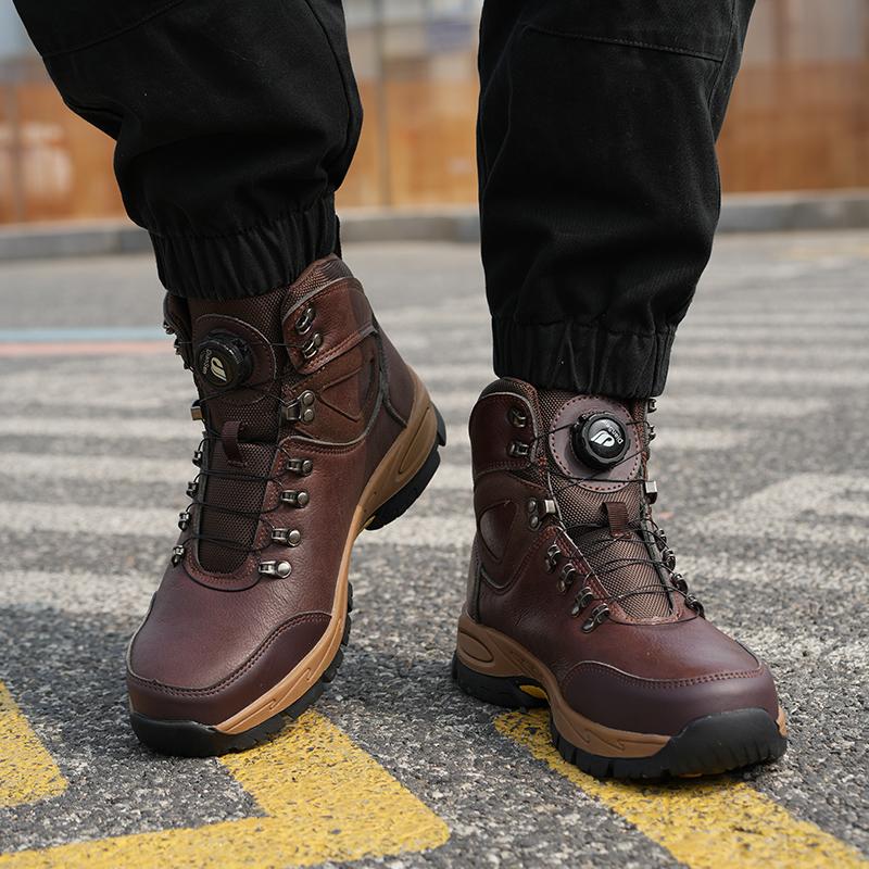 Work Boots Indestructible Safety Shoes Men Steel Toe Shoes Puncture-Proof Sneakers Non Slip Work Shoes New Fashion Rotary Buckle Protective Boots Construction Work Shoes