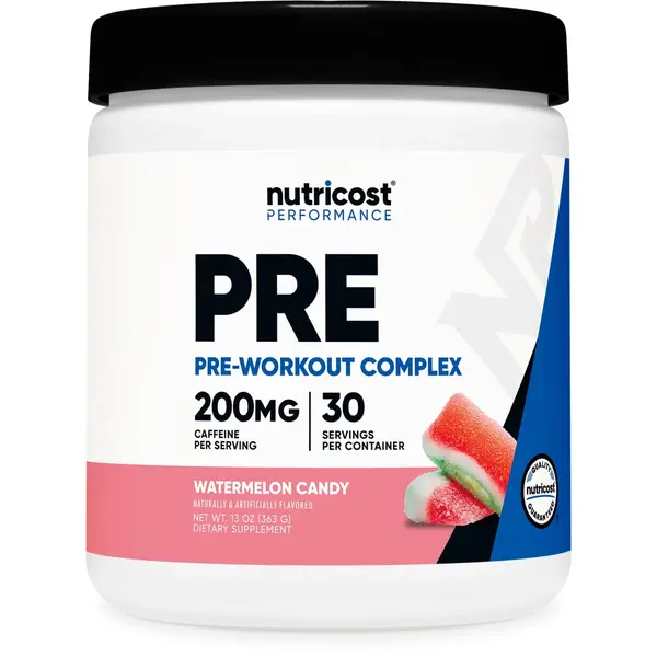 Nutricost Edible Organic Pre-Workout Powder Complex - Watermelon Candy Flavor, 30 Servings, Sucralose-Free, Vegetarian Youth Fitness Dietary Supplement