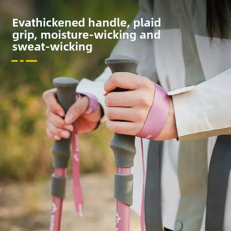 Carbon Fiber Hiking Pole Foldable Women's Cane Outdoor Hiking Equipment Ultra Light Mountain Climbing Aluminum Alloy Retractable Cane
