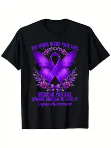 Lupus Awareness Warrior You Are A Strong Enough To Live It T-Shirt 100% Cotton T-shirt Halloween Thanksgiving Christmas Gift for Men Women Family Friends, Valentines Day Gifts, Fathers Day Gifts Mothers Day Gifts