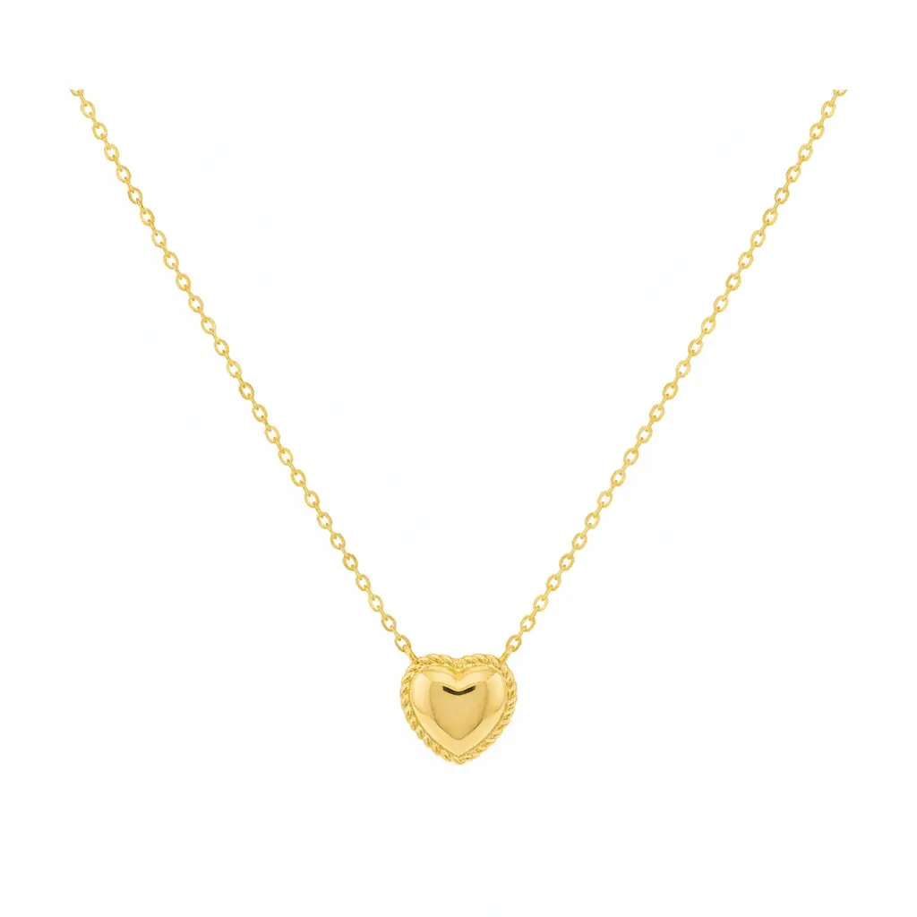 18K Gold Plated Engraved Heart Pendant Necklace