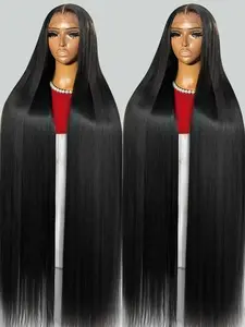 MYLOCKME 36 38 Inch 180Density Bone Straight 13x6 HD Transparent Lace Frontal Wig Brazilian 100% Human Hair 4x4 Lace Closure Wigs For Women hd lace frontal wig