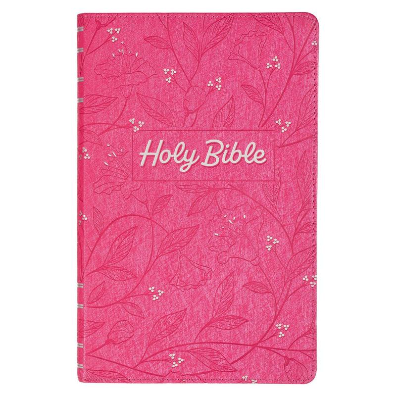 Pearlized Cherry Pink Faux Leather King James Version Gift Edition Bible (Font: 8-point) (No Bible Tabs)
