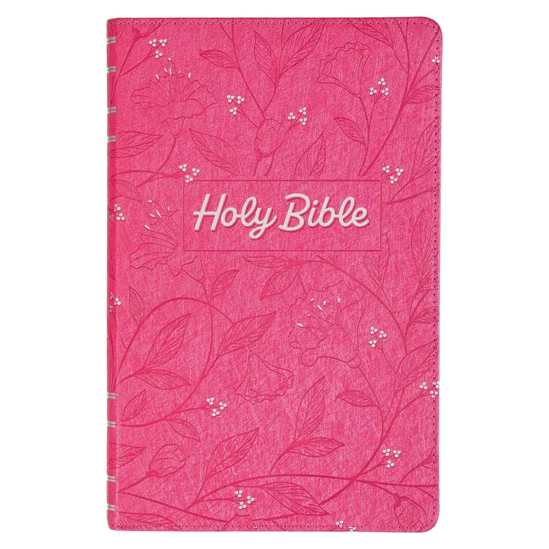 Pearlized Cherry Pink Faux Leather King James Version Gift Edition Bible (Font: 8-point) (No Bible Tabs)