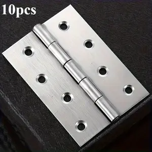 10pcs Polished Stainless Steel Hinges, Waterproof & Anti-Rust, Quiet Closing with Thick Bearings, Durable Construction, Door Hardware