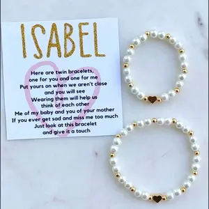 Simply Stated NY Mother Daughter First Day of School Bracelet Set, School Anxiety Matching Bracelets, Separation Gift, Security Bracelets, First Day Jitters
