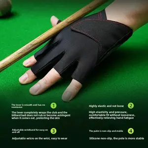 Professional billiard gloves unisex, snooker non-slip ice silk half-finger gloves