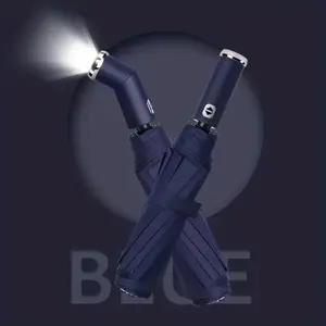 Umbrella with Flashlight, 1 Count 10 Rib Water Windproof UV Protection Umbrella, Dual-use for Sunny & Rainy Day