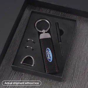 Luxury Leather Car Logo Keychain, Key Rings, Key Holder, Auto Accessories for Ford Ranger, Focus, Kuga, Mustang, Mondeo, Fusion, Esco, Keychain Parking Key