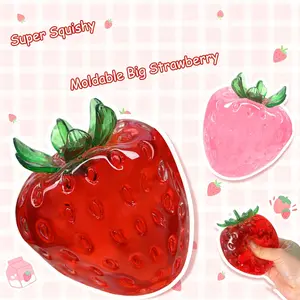 Big Taba Squishies Strawberry, Cute Strawberry Squeeze Toys, Upgrade Fruit Squishies, Kawaii Sticky Stress Toy, Clear Fidget Toys, Valentines Gift for Kids, Teen Boys Girls Birthday Gift Ideas