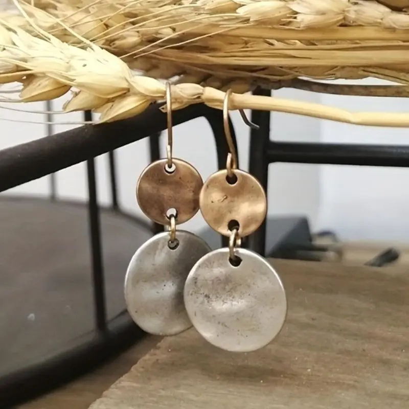 Retro Earrings for Women, Dangly Earrings, Round Drop Pendant Dangling Earrings, Boho Style, All Seasons, Perfect for Parties and Gifts, Plain Design