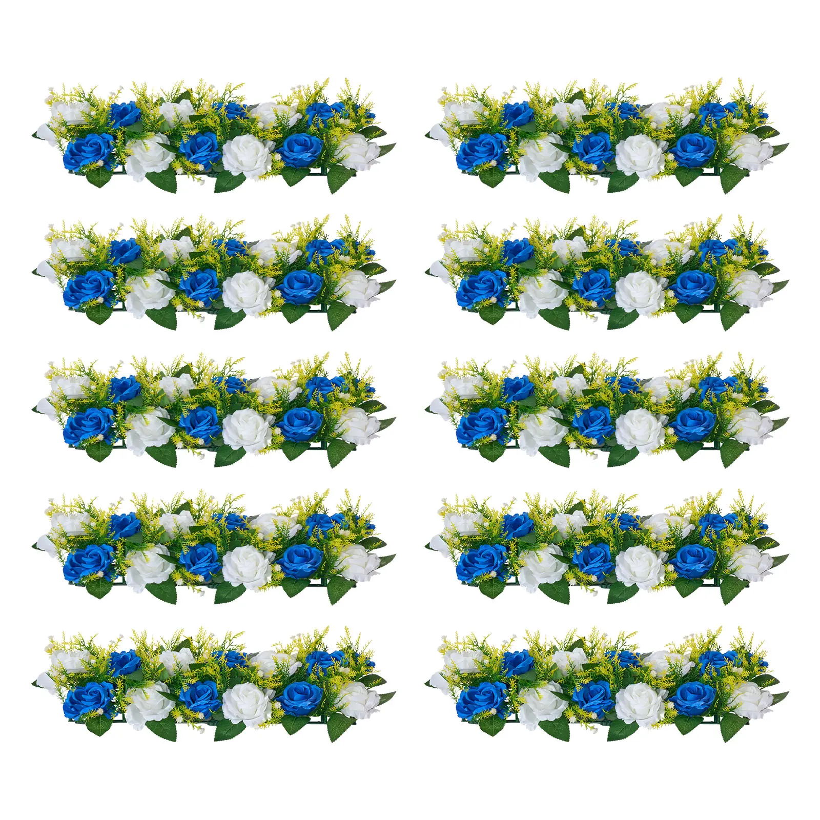 【SummerFinds】VEVOR 10-PC Fade-Resistant Silk Floral Balls Set, 19.7x8.7x4.7in Realistic Blue & White Rose Artificial Flower Bouquets, Indoor/Outdoor Pool Decor, Table Centers, Anniversary Gift