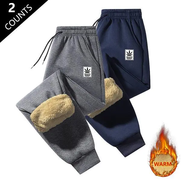 Men's 2-Pack Winter Warmth Insulated Pants - Premium Windproof Winter Trousers with Elastic Waistband, Suitable for Home, Outdoor Activities, and Travel - Machine Washable and Hand Washable, Fleece Lined Cold Weather Pants with Athletic Cuff BottomsGift Men's 2-Pack Winter Warmth Insulated Pants - Premium Windproof Winter Trousers with Elastic Waistband, Suitable for Home, Outdoor Activities, and Travel - Machine Washable and Hand Washable, Fleece Lined Cold Weather Pants with Athletic Cuff BottomsGift