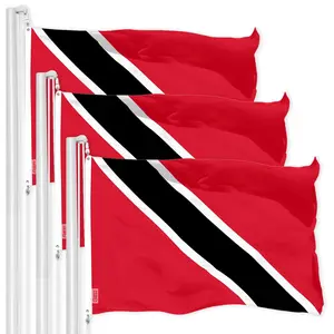 G128 3 Pack: Trinidad and Tobago Flag | 3x5 Ft | LiteWeave Pro Series Printed 150D Polyester | Country Flag, Indoor/Outdoor, Vibrant Colors, Brass Grommets, Thicker and More Durable Than 100D 75D Polyester