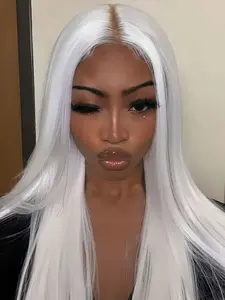 White Lace Front Wigs for Women Long Straight 13*4 High Temperature Fibers Nature Looking Cosplay Wig Synthetic Lace Wigs