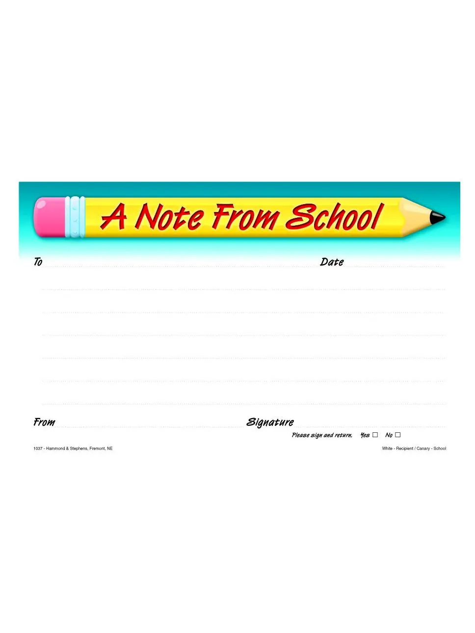 Hammond & Stephens 1473621 5x8 in Carbonless Paper Pad, 2-Part School Note Memo Pad with White & Canary Sheets - 50 Sheets, Paper Pads