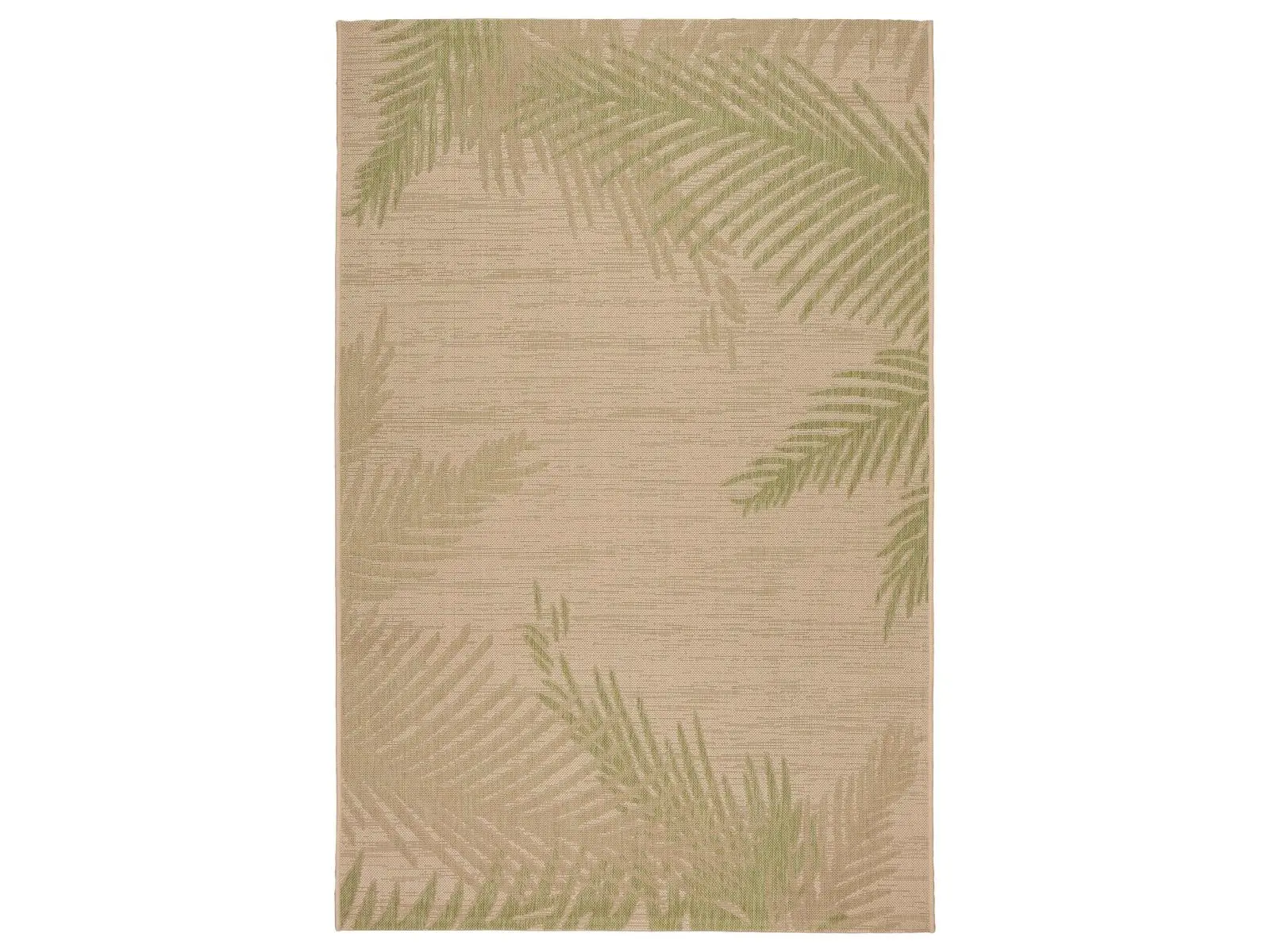212 MAIN 8x9 ft. Flat Weave Green Palms Rectangular Area Rug, Indoor/Outdoor Beach-Themed Tropical Vibe Carpet, Rectangular Area Rugs