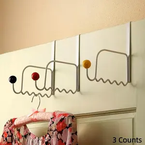 3 Counts Door Mounted Rack, Traceless Hanger Rack, Non Perforated Wall Mounted Storage Rack, Home Bedroom Living Room Decor