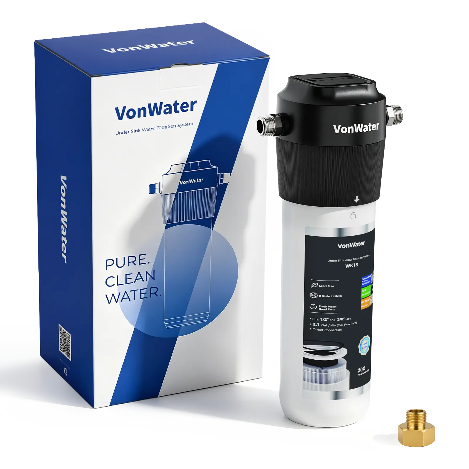 Direct Connect Under Sink Water Filter System, 18000Gallon or 3 Years Lifespan, Reduce Heavy Metal, Odor