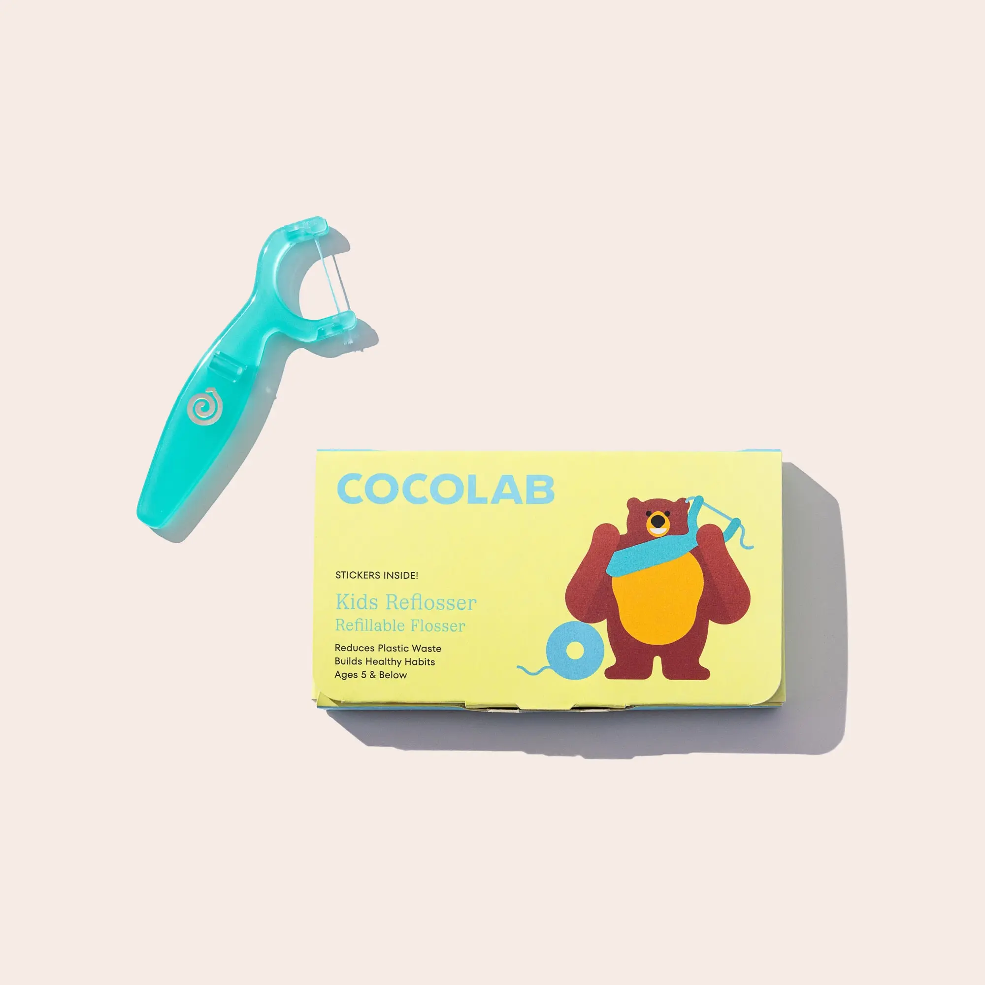 COCOLAB Kids Reflosser, Reusable Flosser for Kids, Eco-Conscious, Infinitely Refillable Design, Builds Healthy Habits