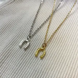 Matching Lucky Horseshoe Necklace Set in Gold and Silver Colors Gift