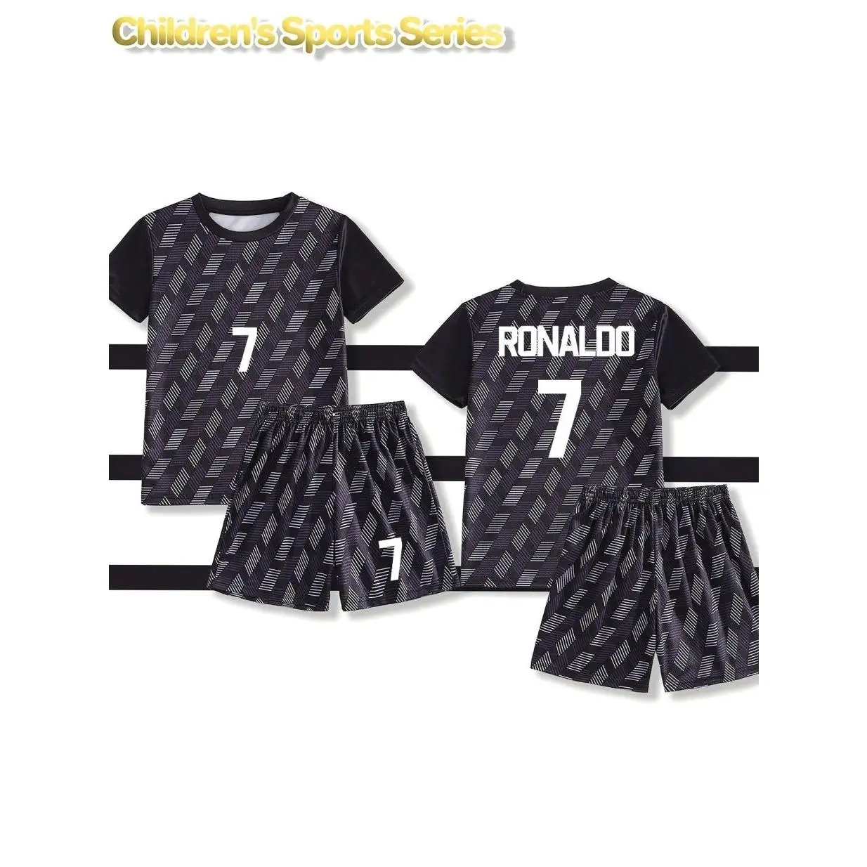 Football kit, Football uniform with name RONALDO and number 7, lightweight and breathable football suit, including jersey and matching shorts, suitable for outdoor activities, training, sports, birthday parties, football party costumes OP0