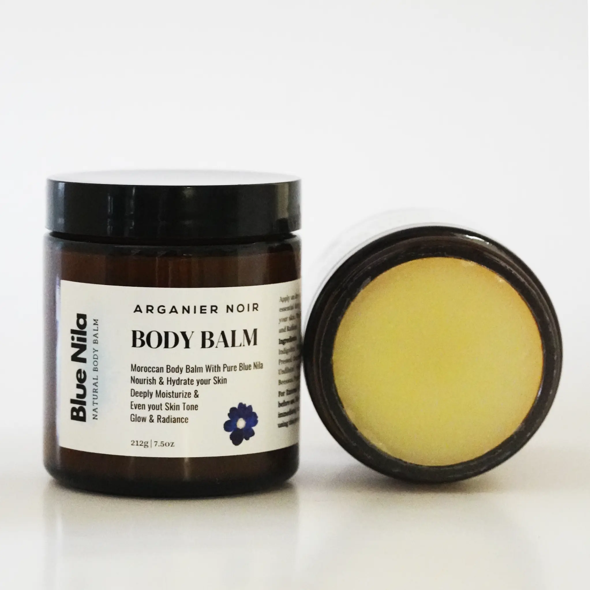 Arganier Noir Blue Nila Body Balm made with pure blue nila powder to moisturize, Hydrate and even skin tone.