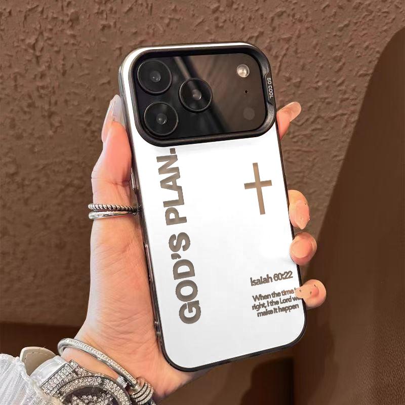 God's Plan Phone Case Cross Pattern Religious Art Fashion TPU Laser Craft Anti-Drop Case for iPhone 17 16 15 14 13 12 11 Samsung Galaxy S25 S24 S23 S22