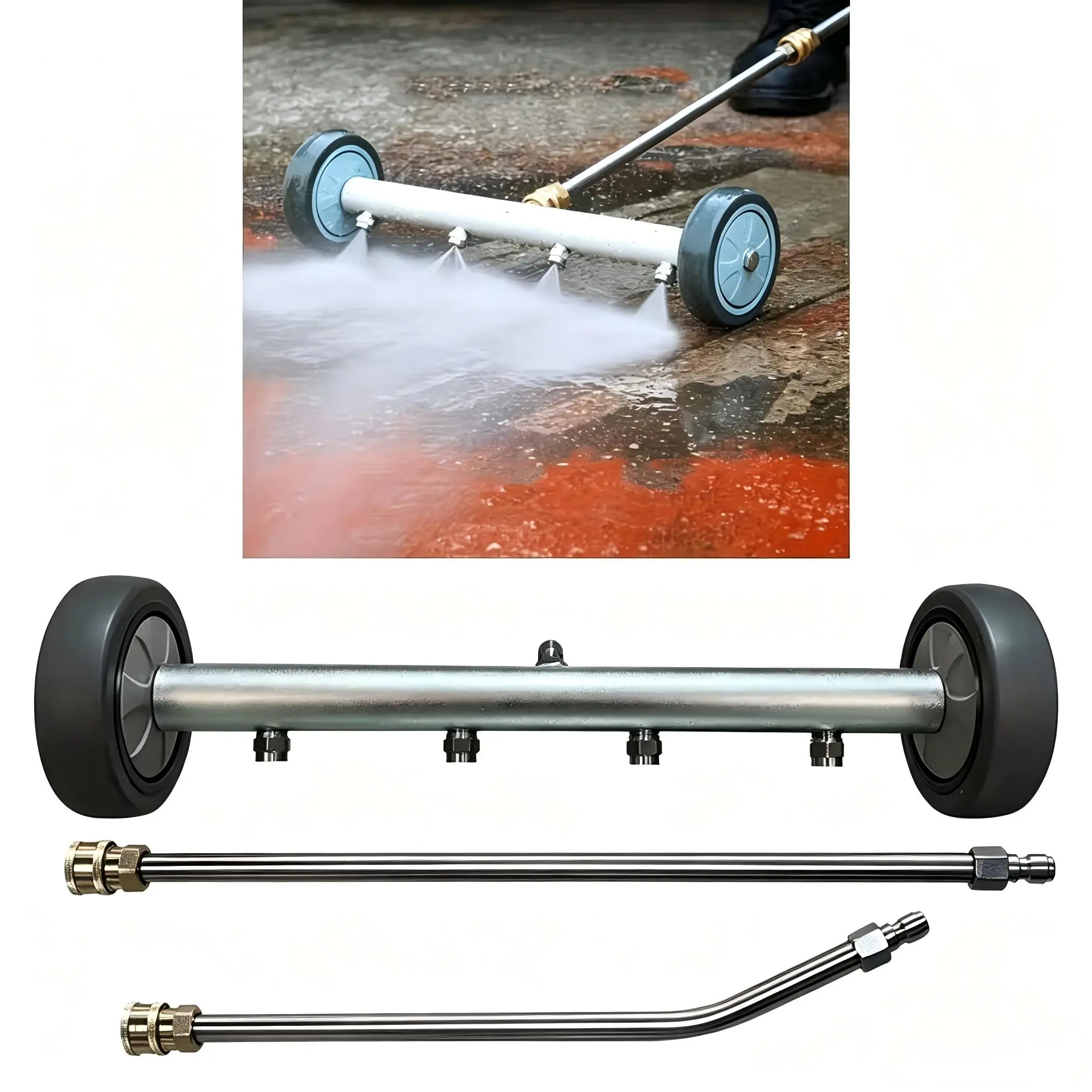 High-pressure car washers, water brooms, powered undercarriage cleaners, suitable for sidewalks, driveways, decks, patios, and cleaning driveways wand set