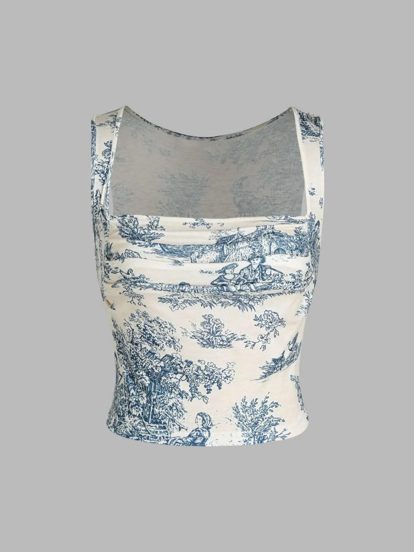 Women's Graphic Square Neck Ruched Crop Push Up Tank Top, Back To School Comfort Casual Vintage Retro Sleeveless Crop Top for Summer, Cute Crop Tops,