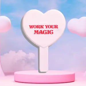 Heart Mirror "Work Your Magic" Handheld Makeup Mirror - Pink Travel Size - Cute Preppy Gift