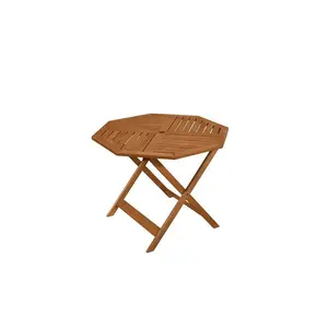 COSTWAY - 35.5 Inch Solid Wood Patio Dining Table Octagon Table with 1.97 Inch Umbrella Hole