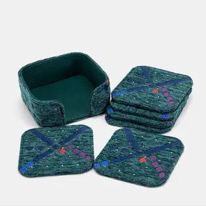 PDX Portland Airport Square Coaster Set with Holder