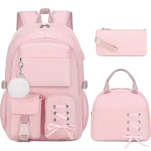 Backpacks for Girls, Girls Backpack with Lunch Box & Pencil Pouch for Teens Girl Kids Elementary Middle High School College Student Bookbag Daypack Laptop Travel Backpack for Women
