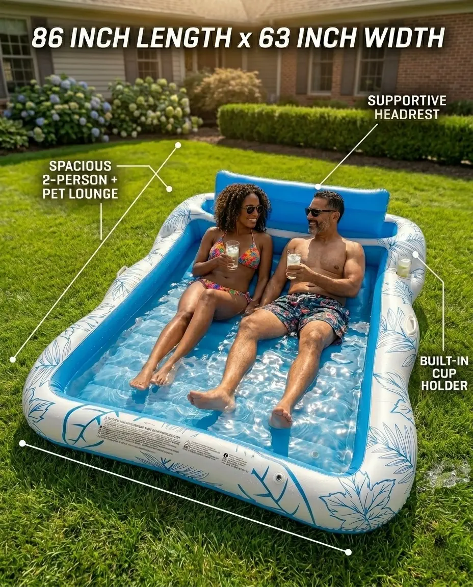 Giant Inflatable Rectangle Swimming Pool (86in Length, 63in Width) - Portable Easy-Set Safety-Focused Kiddie Pool for Kids, Backyard Outdoor Home Use (Home Improvement & Garden Supplies)