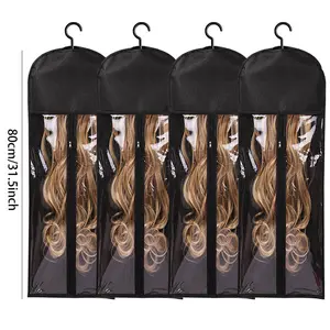4-Pack Extra Long Wig Storage Bags with Hanger & Hook