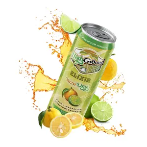 High Ground Elixir Yuzu Lime 4pk Smaller Size Formula for a Refreshing Taste Natural Beverage Energy with Vitamin C & Mushroom Infused Drink