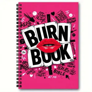 BURN BOOK Graffiti Spiral Notebook - Vibrant Pink Cover with Bold Black Letters, Red Lips, & Urban Doodles - Edgy Trendy Journal, Interactive Notebook for Daily Notes, Creative Writing, Gift - Perfect for Rebellious & Artistic Styles Sketch Book